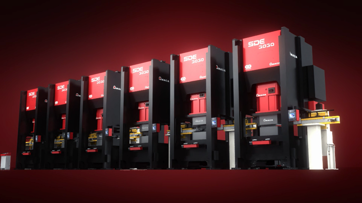 Photo：High-speed tandem line press system combining Amada's press system and Oriimec's automation equipment
